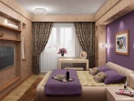 спальня бежево-фиолетовая